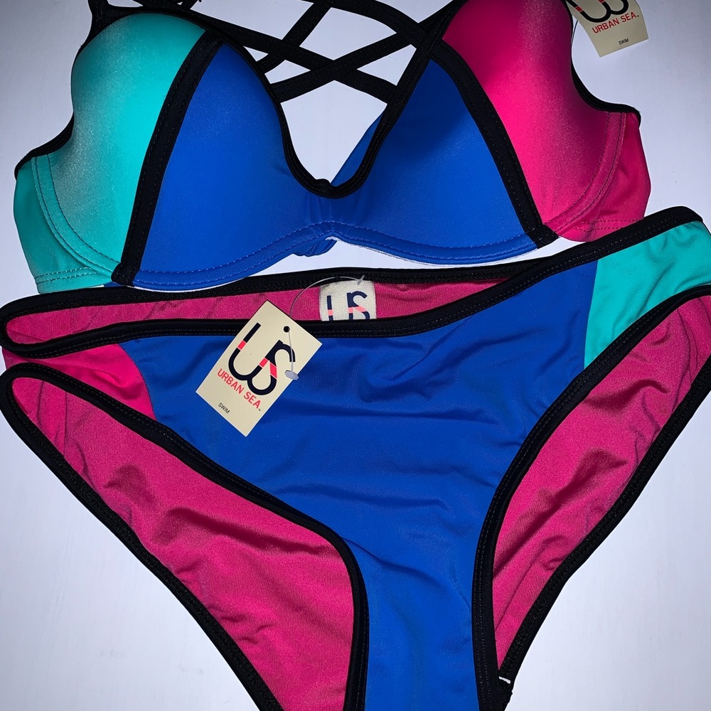 Urban Sea Color Block Bikini NWT